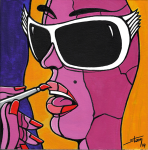 Projet "ELLES ONT TOUTES UN GRAIN !", peintures &agrave; l'acrylique, 30x30 cm par STOON 2024.