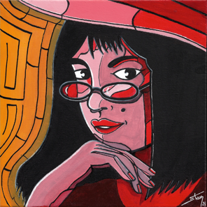 Projet "ELLES ONT TOUTES UN GRAIN !", peintures &agrave; l'acrylique, 30x30 cm par STOON 2024.